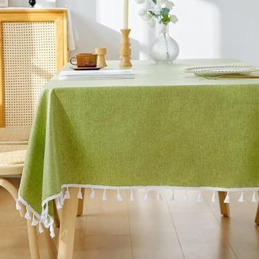 Imagem de Toalha De Mesa De Linho De Algodão Impermeável, Design Simples E Simples, À Prova De Óleo E Durável Para Jantar, Cozinha, Piqueniques Ao Ar Livre E Festas(Green,140 * 220cm/55 * 86.6in)