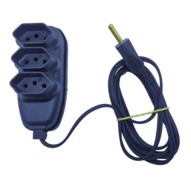 Imagem de Régua Extensão Elétrica Bivolt 3 Tomadas Saídas 10A Preto - Liderlux