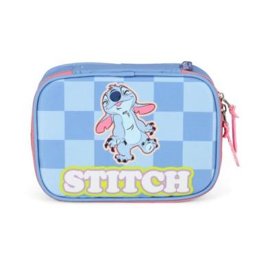 Imagem de Estojo Box Escolar Stitch Meninas Juvenil 36 Elásticos - Luxcel, Azul