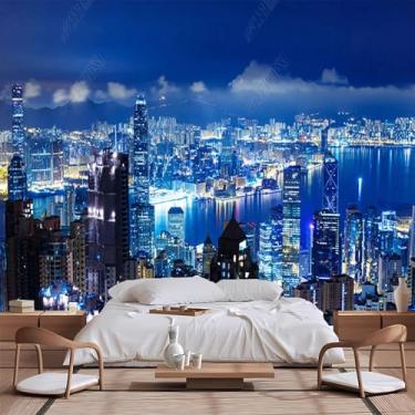 Imagem de Lcythiazole Papel de parede de tamanho personalizado Mural-Peel and Stick, moderno noite cidade paisagem parede mural papel de parede para sala de estar quarto, papel de parede foto cidade