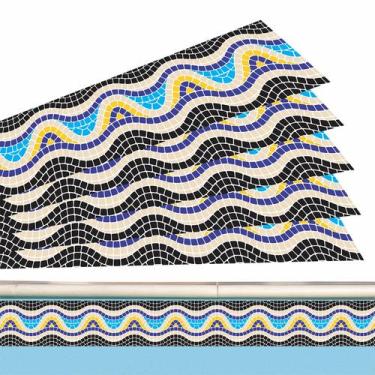 Imagem de Kit 42 Adesivos Piscina Borda Mosaico Ondulado Escuro 100x10cm - Resit