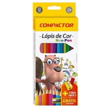 Imagem de Kit lapis de cor neo pen madeira 2,9mm c/12   002060000 - COMPACTOR