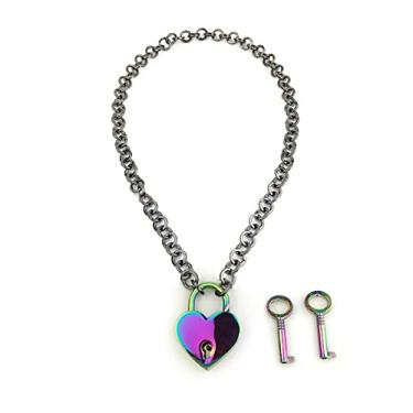 Imagem de Destiny Love Colar gargantilha com cadeado e duas chaves com caixa preta para mulheres e homens, Metal, não conhecido