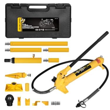 Imagem de YELLOW JACKET Kit De Energia Porta De 12 Toneladas, Empurrador E Extrator De Macaco Hidráulico, Ferramenta De Reparo De Estrutura De Carroceria Automotiva Com Molde De Sopro, Estojo De Transporte E