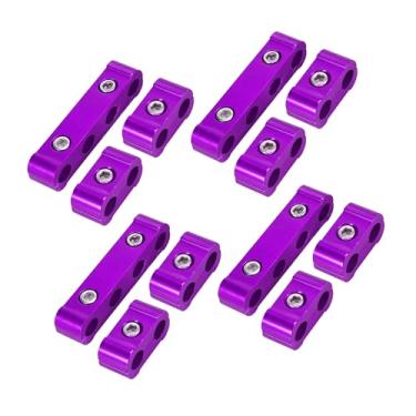 Imagem de REPAIROCK 4 conjuntos de 8 mm separador de fios de vela de ignição para motor de carro braçadeira organizadora liga de alumínio roxo peças de reposição automotiva