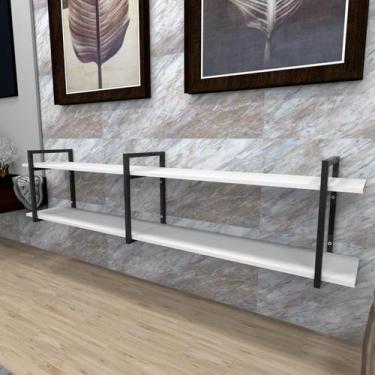 Imagem de Estante industrial aço cor preto 180x30x40cm (C)x(L)x(A) cor mdf branc
