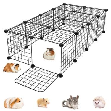 Imagem de Gaiolas para porquinhos-da-índia com porta e topo, gaiola de animais pequenos, 127 x 63,5 x 30,5 cm, 20 peças de painéis de grade de metal, cercadinho expansível para porquinhos-da-índia, coelhos,