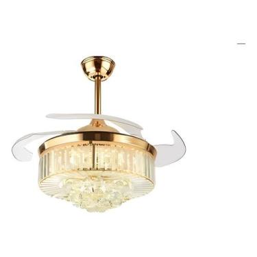 Imagem de Ventilador Led Air Cristal Retrátil 4 Pás Lustre Dimmer OPS - OPS 8836