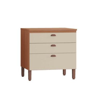 Imagem de Balcão Pequeno Cozinha Jéssica New 100% MDF Tuboarte 3 Gavetas, Freijó