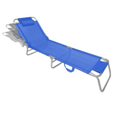Imagem de Espreguiçadeira de Alumínio Slim Azul Zaka 100 KG 