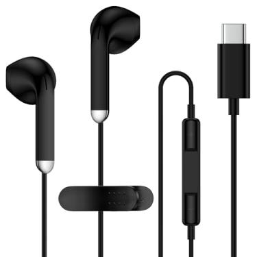 Imagem de Fones de ouvido USB-C com fio com microfone para Samsung Galaxy S25 Ultra S24 FE S23 S22 S21 S20 A16 5G A15 A56 iPhone 16e 16 Pro 15 Pro Max fones de ouvido intra-auriculares com microfone controle de