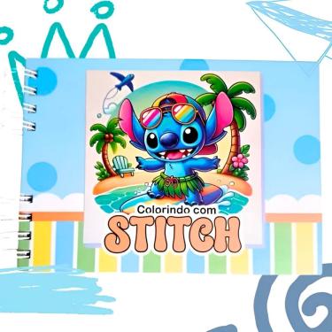 Imagem de Livrinho para Colorir Colorindo com Stitch Capa Dura Azul