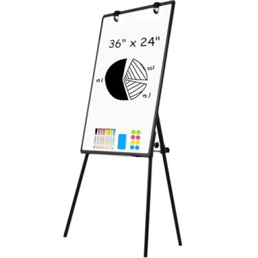 Imagem de QUEENLINK Cavalete magnético para quadro branco, 61 cm x 91 cm de altura, quadro apagável a seco ajustável com suporte, quadro branco grande de alumínio para ensino, quadro de escrita vertical para
