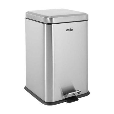 Imagem de Lixeira retangular 20 litros inox cinza vonder