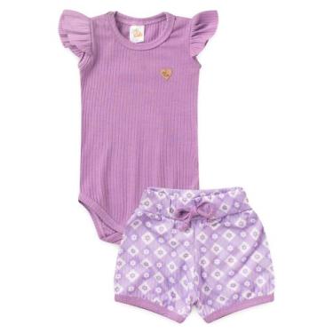 Imagem de Conjunto Canelado - Xadrez Lilás - Ame Kids, P