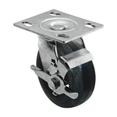 Imagem de Roda rodízio borracha moldada 5 pol giratório freio 180kg - AJAX