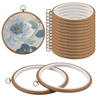 Imagem de Framendino Pacote Com 15 Bastidores Redondos Para Bordado, 8" De Imitação Madeira, Moldura Circular Ponto Cruz, Aro Pendurar Enfeites