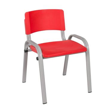 Imagem de Cadeira Infantil Iso Base Cinza Para Atividades Didáticas Creche Escola Empilhável Em Aço