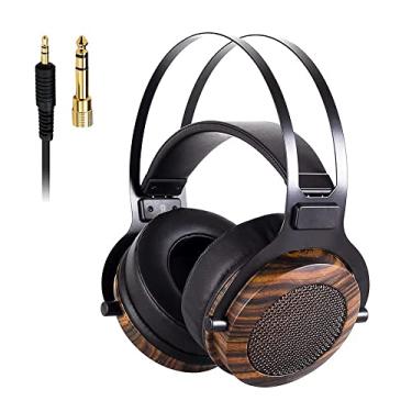 Imagem de lotorasia Wired Over Ear Headphones, Studio Headset Music Recording 50mm Drivers 3.5mm/6.35mm Audio Jack for Guitar amp Recording and Music Audiophile（Non Solid Wood）