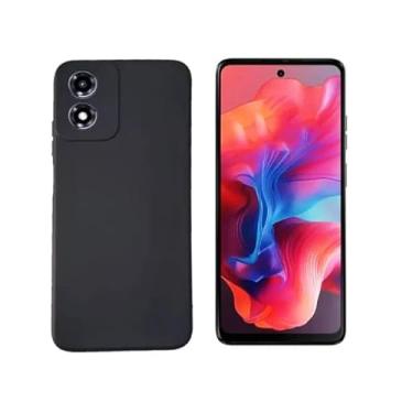 Imagem de Capa de Silicone Aveludada para Motorola Moto G04/G04s, Preta, Proteção para Câmera
