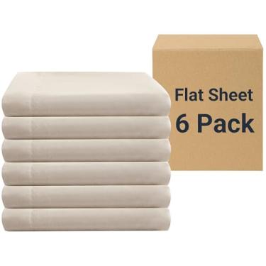 Imagem de ZPECC Apenas lençóis de cima – pacote com 6 lençóis de microfibra macia, itens essenciais de cama com etiqueta codificada por cores para anfitriões de hotéis, motéis, propriedades de aluguel ou Airbnb