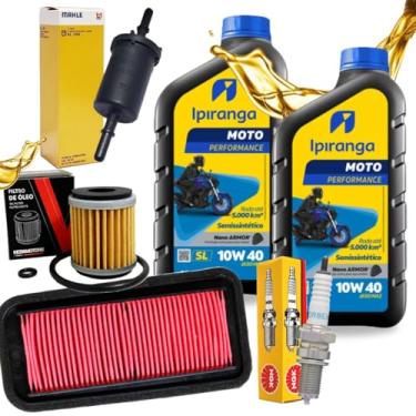 Imagem de Kit Revisão Fz25 250 2018-2023 troca de Oleo Vela Filtros ipiranga10w40 Completo