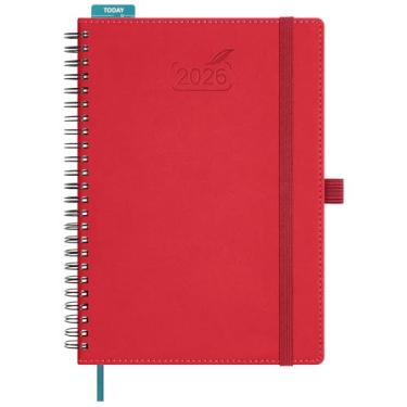 Imagem de BEZEND Agenda 2026 semanal e mensal (espiral de 15,2 cm x 21,6 cm) com horários e abas de hora em hora (janeiro a dezembro), notas e despesas, suporte para caneta, bolso interno, capa macia de couro