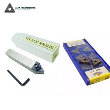 Imagem de Kit 20 pç Tnmg 160408 Zcc + Suporte externo 20x20mm Direito + Suporte 