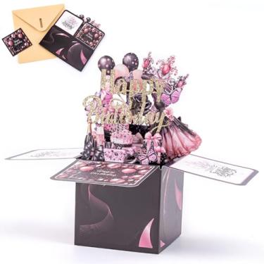 Imagem de Happy Birthday Pop Up Card for Granddaughter, daughter,Grilfriend Colorful Balloons & Fireworks 3D Birthday Card with Envelope Creative Gift for Grand-Daughter from Grandparents,for Daughter from Mom,
