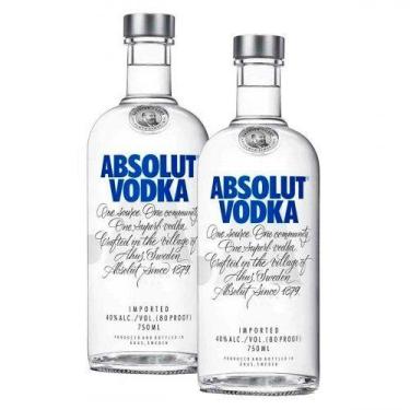 Imagem de Kit Vodka Sueca Absolut Natural 750ml com 2 Unidades
