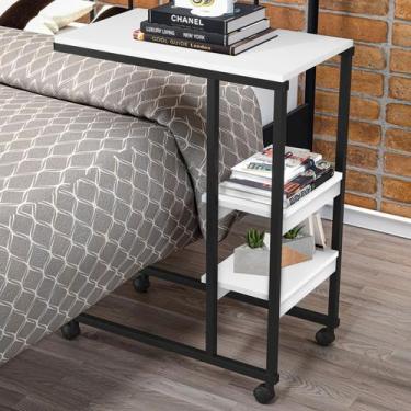 Imagem de Mesa de Canto Fit 2 Prateleiras Preto/Branco - Art Panta, Branco, 5,51