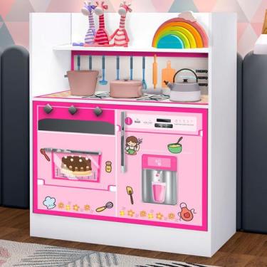 Imagem de Estante para Livros Magia 2 Portas 1 Gaveta Branco/Rosa - Gabrielli Mó