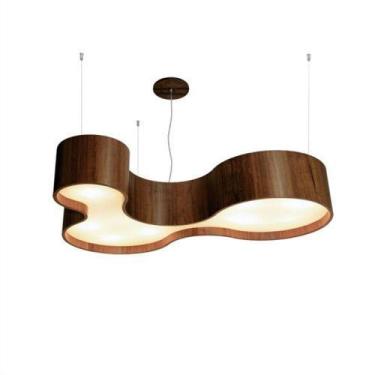 Imagem de Lustre Pendente Semi Cilíndrico 120cm em Madeira Imbuia - FOXLustres