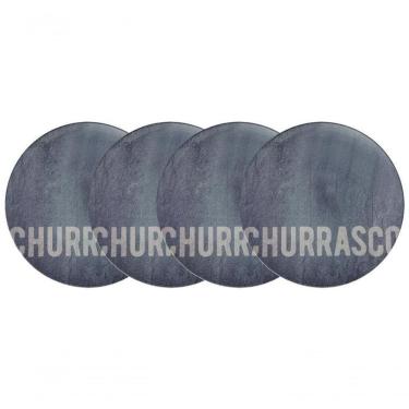 Imagem de Conjunto De Pratos Raso Tramontina Churrasco Stone 4 Peças Em Porcelana 28cm