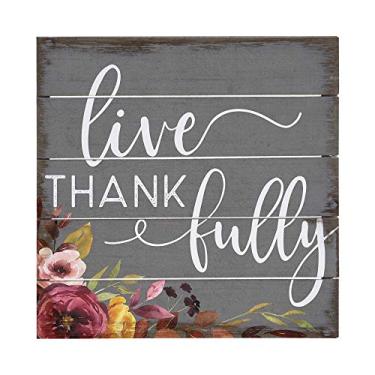 Imagem de Simply Said, paletes perfeitos INC Petites – Live Thankfully (Viva felizmente), placa de madeira rústica de 15,24 x 15,24 cm PET1987