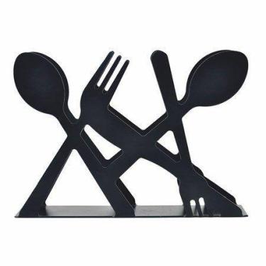 Imagem de Porta Guardanapo Preto Black Detalhe de Talheres - Art House