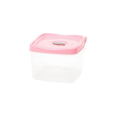 Imagem de Pote Wave Quadrado 600ml Plasvale Rosa