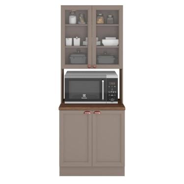 Imagem de Paneleiro Duplo Cristaleira Unna 4 Portas E 1 Forno Gris - Poliman Móveis Gris