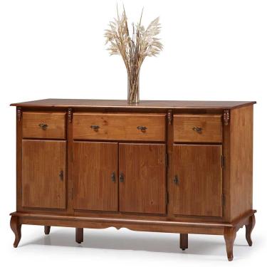 Imagem de Balcão Buffet 4 Portas e 3 Gavetas com Pés Luiz XV 60635 Linz Móveis - Imbuia Glazer