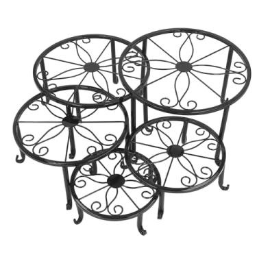 Imagem de Phefop Conjunto de Bancos de Plantas de Metal, Suporte para Maconha de Ferro de 5 Camadas, Suporte para Vasos de Flores, para Plantas Em Vasos, Vasos e Decoração, Com Corrimão