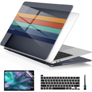 Imagem de Batianda Capa para MacBook Pro 13 polegadas 2022 chip M2 modelo A2338 M1 A2251 A2289 versão 2020, capa protetora fina e leve com padrão criativo com capa de teclado e protetor de tela, listra