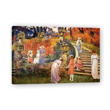 Imagem de Many People'S GardensThéo van Rysselberghe: Impressão em tela neoimpressionista belga chave 27,5 x 105 cm emoldurada