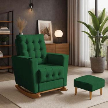 Imagem de Poltrona Duna Amamentação Balanço e Puff - B Home Decor, Verde