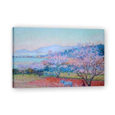 Imagem de As flores de amêndoa Théo van Rysselberghe: Impressão em tela neoimpressionista belga chave emoldurada 40 x 60 cm