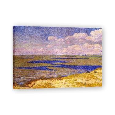 Imagem de Vista do rio ScheldtThéo van Rysselberghe: Impressão em tela neoimpressionista belga chave 20 x 28 cm emoldurada