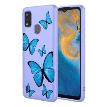 Imagem de KOARWVC Capa de telefone para ZTE Blade A51 2021, capa protetora de TPU macio com estampa de borboleta fofa para ZTE Blade A51 2021 borboleta roxa