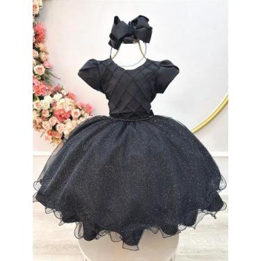 Imagem de Vestido Infantil Preto Luxo Festa Menina - Tamanho P, M e G - Fabuloso