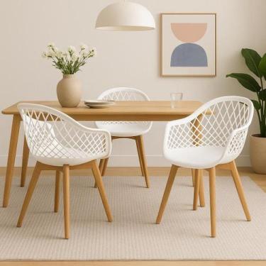 Imagem de Kit 3 Cadeiras de jantar Empório Tiffany Web Pé Wood - Lar Textil, Bra