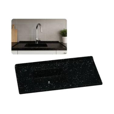 Imagem de Pia de Cozinha Mármore Sintético Branco 55x100cm Cuba Fibra - Rainha d