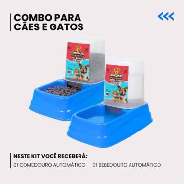 Imagem de Comedouro e Bebedouro Automático para Cães e Gatos - BrinqPet, Azul